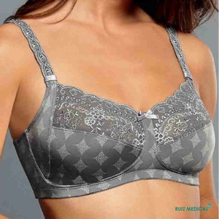 Soutien-gorge pour prothèse mammaire Mila Dentelles par Anita Care - Coloris Gris Titane - Face Soutien-gorge pour prothèse mammaire Mila Dentelles par Anita Care - Coloris Gris Titane - Face