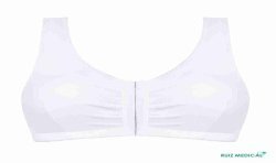 Soutien-gorge pour prothèse mammaire Fleur sans armatures par Amoena - Coloris Blanc - Vue de face - Seul