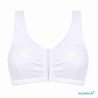 Soutien-gorge pour prothèse mammaire Fleur sans armatures par Amoena - Coloris Blanc - Vue de face - Seul