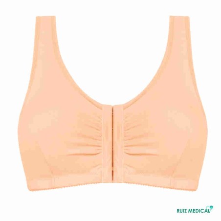 Soutien-gorge pour prothèse mammaire Fleur sans armatures par Amoena - Coloris Peau - Vue de face - Seul Soutien-gorge pour prothèse mammaire Fleur sans armatures par Amoena - Coloris Peau - Vue de face - Seul