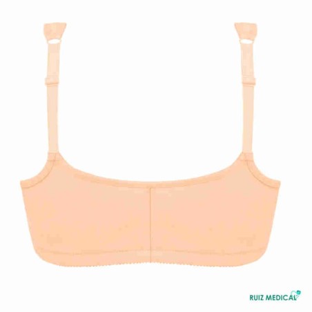 Soutien-gorge pour prothèse mammaire Fleur sans armatures par Amoena - Coloris Peau - Vue de dos - Seul Soutien-gorge pour prothèse mammaire Fleur sans armatures par Amoena - Coloris Peau - Vue de dos - Seul