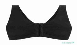Soutien-gorge pour prothèse mammaire Frances sans armatures par Amoena - Coloris Noir - Vue de face - Seul