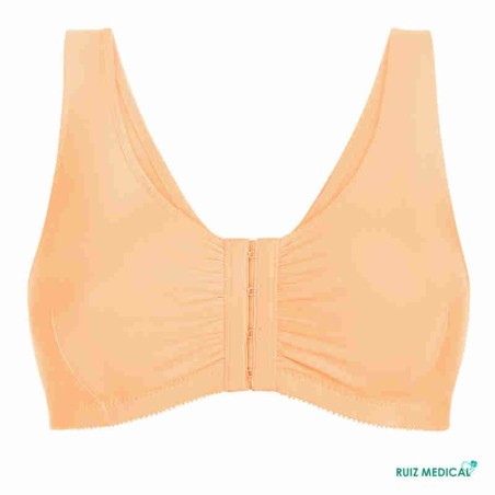 Soutien-gorge pour prothèse mammaire Frances sans armatures par Amoena - Coloris Peau - Vue de face - Seul Soutien-gorge pour prothèse mammaire Frances sans armatures par Amoena - Coloris Peau - Vue de face - Seul