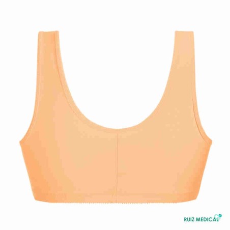 Soutien-gorge pour prothèse mammaire Frances sans armatures par Amoena - Coloris Peau - Vue de dos - Seul Soutien-gorge pour prothèse mammaire Frances sans armatures par Amoena - Coloris Peau - Vue de dos - Seul