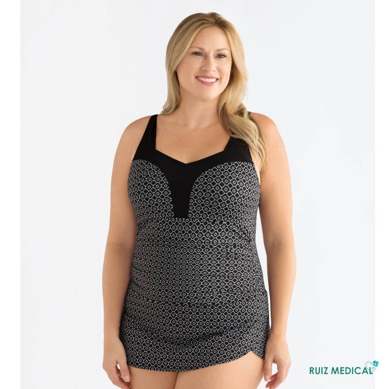 Robe de bain pour prothèse mammaire Ayon Sarong par Amoena - Vue de face Robe de bain pour prothèse mammaire Ayon Sarong par Amoena - Vue de face