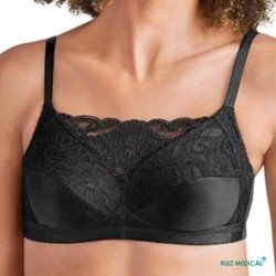 Soutien-gorge pour prothèse mammaire Isabel sans armatures par Amoena - Coloris Noir - Face