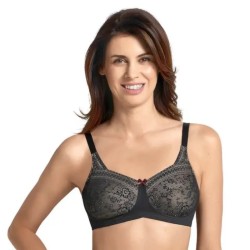 Soutien-gorge pour prothèse mammaire Fleur par Anita Care - Coloris Noir - Vue de face avec visage