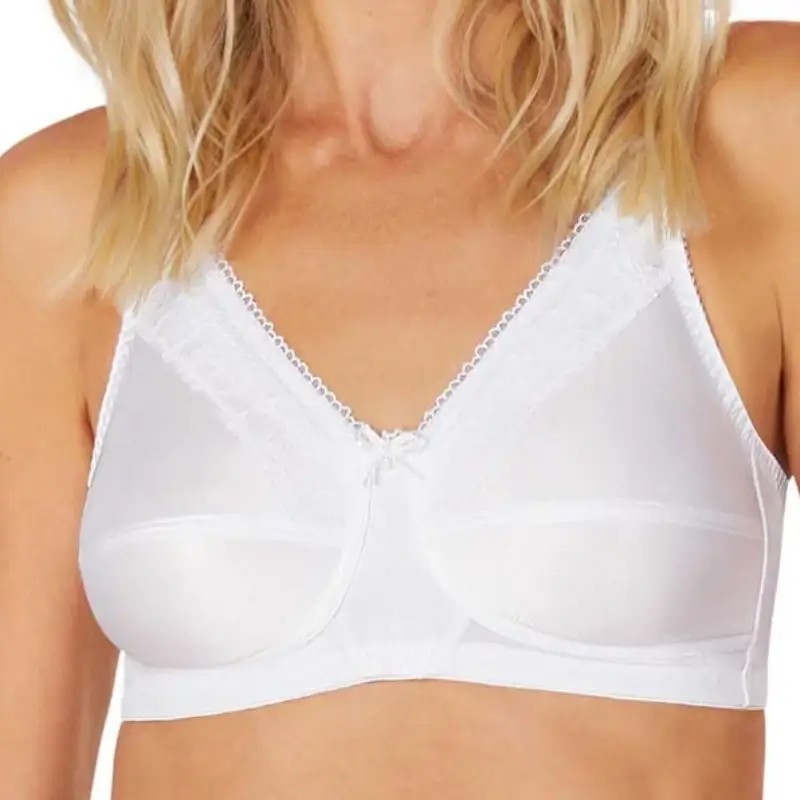 Soutien-gorge Nancy sans armatures par Amoena - Vue de face - Coloris Blanc Soutien-gorge Nancy sans armatures par Amoena - Vue de face - Coloris Blanc