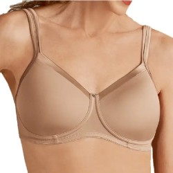 Soutien-gorge Lara satin paddé sans armatures par Amoena - Coloris Sable - Vue de face