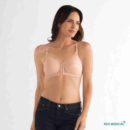 Soutien-gorge pour prothèse mammaire Ellen sans armatures par Amoena - Coloris Rose Nude - Face Soutien-gorge pour prothèse mammaire Ellen sans armatures par Amoena - Coloris Rose Nude - Face