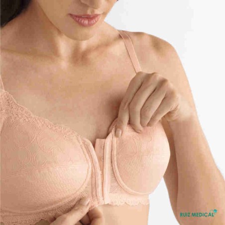 Soutien-gorge pour prothèse mammaire Ellen sans armatures par Amoena - Coloris Rose Nude - Zoom Soutien-gorge pour prothèse mammaire Ellen sans armatures par Amoena - Coloris Rose Nude - Zoom