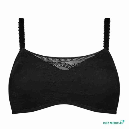 Soutien-gorge pour prothèse mammaire Amber sans armatures paddé par Amoena - Coloris Noir - Seul face Soutien-gorge pour prothèse mammaire Amber sans armatures paddé par Amoena - Coloris Noir - Seul face