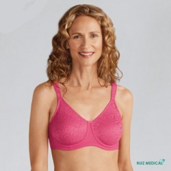 Soutien-gorge pour prothèse mammaire Annette avec armatures par Amoena - Coloris Rose - Face