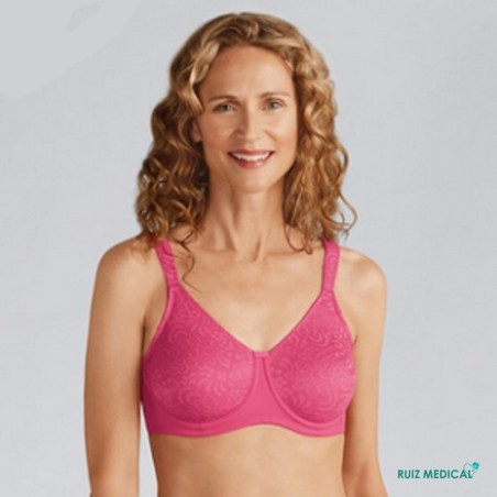 Soutien-gorge pour prothèse mammaire Annette avec armatures par Amoena - Coloris Rose - Face Soutien-gorge pour prothèse mammaire Annette avec armatures par Amoena - Coloris Rose - Face