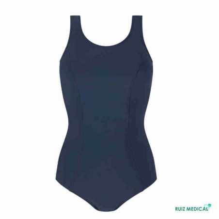 Maillot de bain pour prothèse mammaire Rhodes par Amoena - Vue de face - Coloris Bleu Nuit - Seul Maillot de bain pour prothèse mammaire Rhodes par Amoena - Vue de face - Coloris Bleu Nuit - Seul