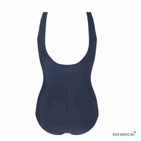 Maillot de bain pour prothèse mammaire Rhodes par Amoena - Vue de face - Coloris Bleu Nuit - Seul Maillot de bain pour prothèse mammaire Rhodes par Amoena - Vue de face - Coloris Bleu Nuit - Seul